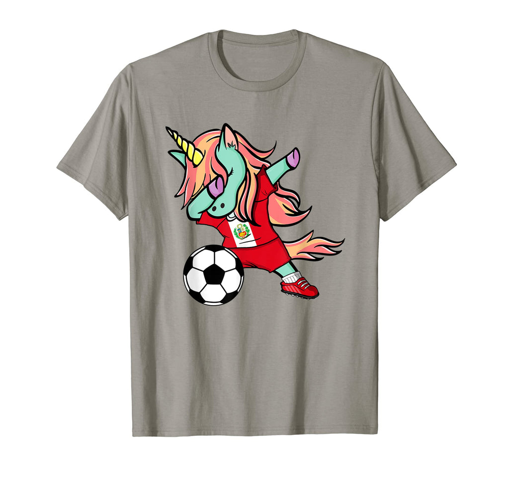 Dabbing Unicorn Peru Soccer Fans Jersey T-Shirt - Aesthetic Graphic Unisex