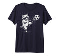 Kawaii Soccer Ball Raccoon Kicking T-Shirt - Trendy Graphic Men Women