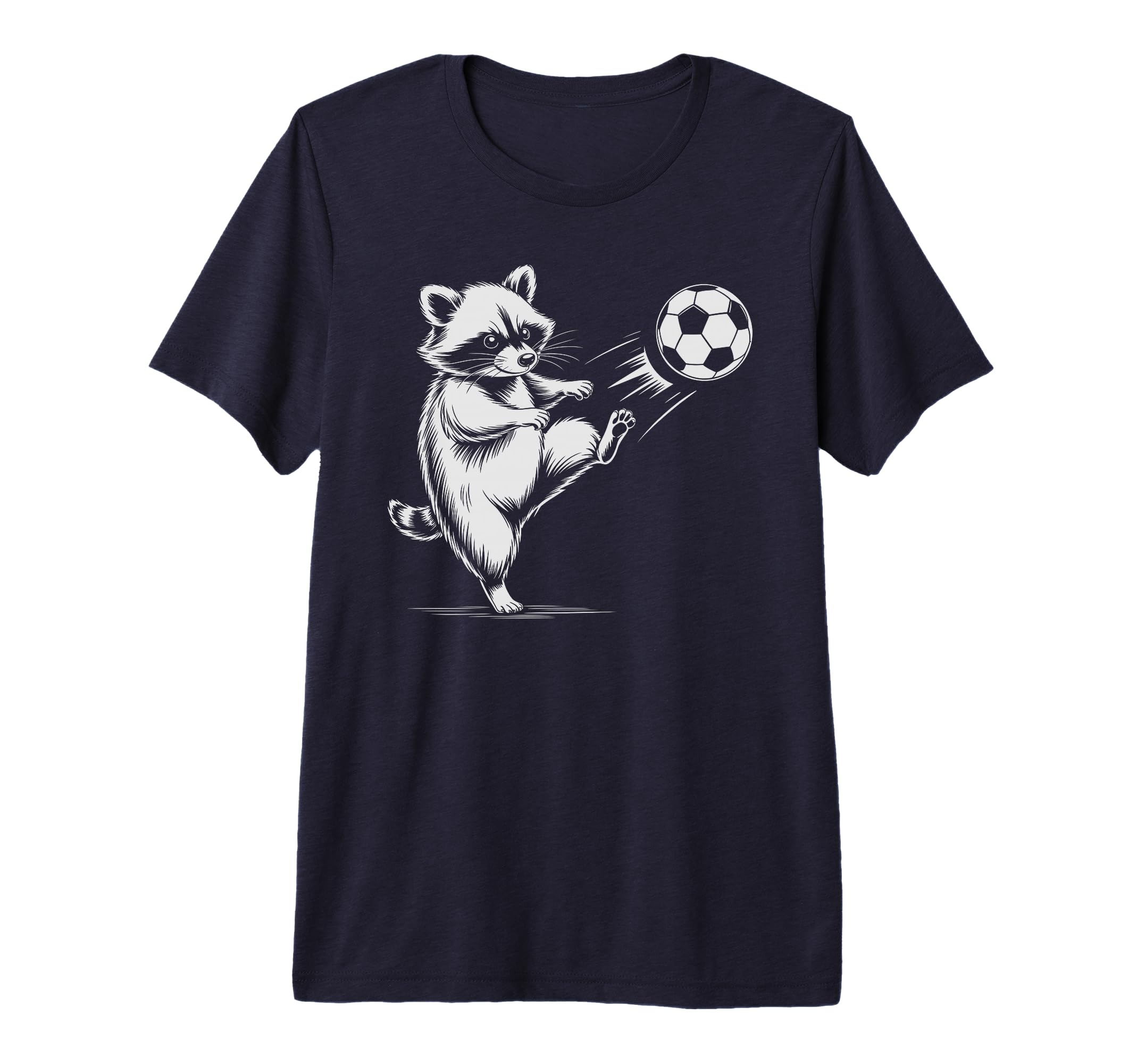 Kawaii Soccer Ball Raccoon Kicking T-Shirt - Trendy Graphic Men Women