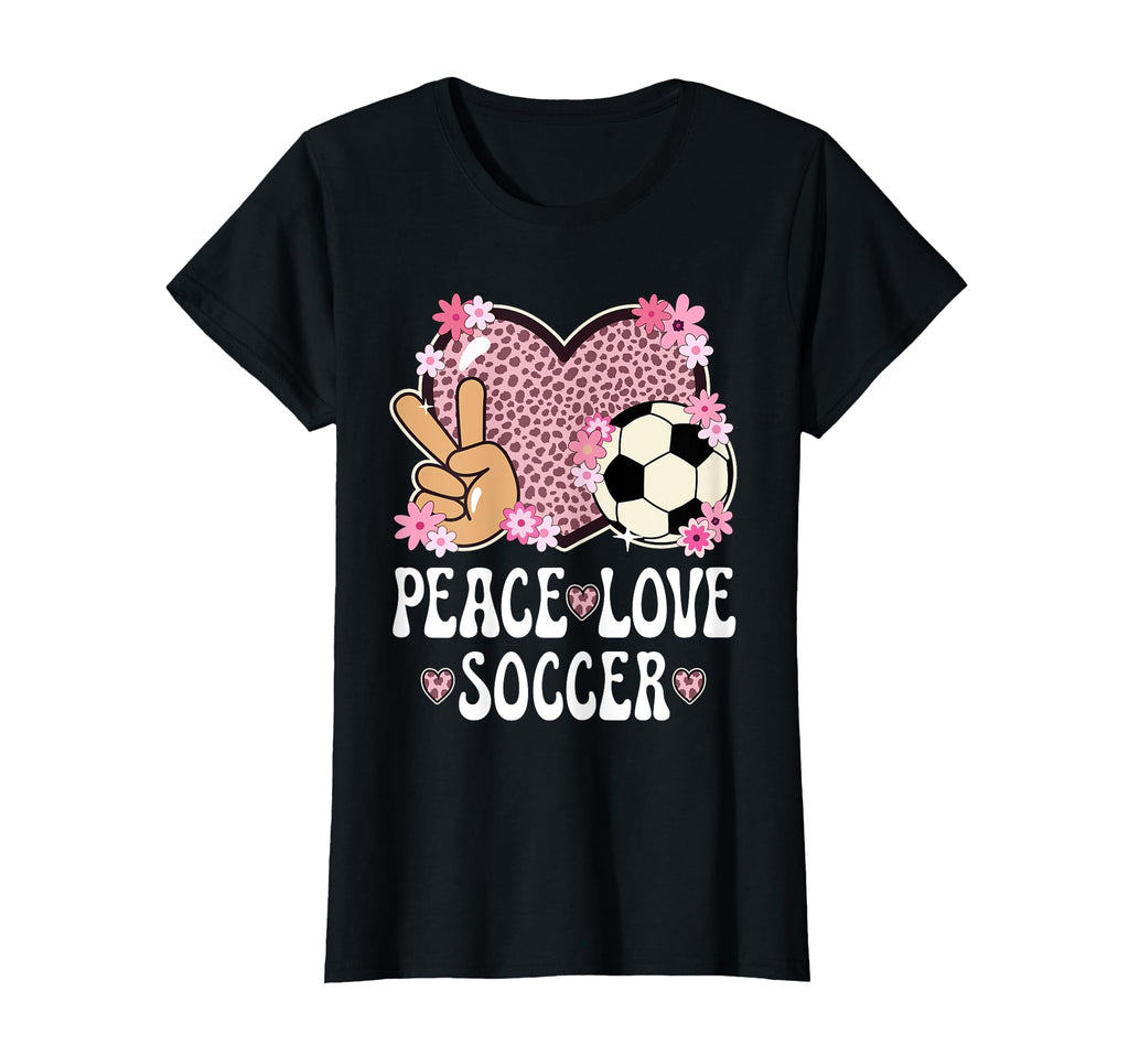 Peace Love Soccer Lover Outfit Cheetah T-Shirt - Unique Graphic for Adults
