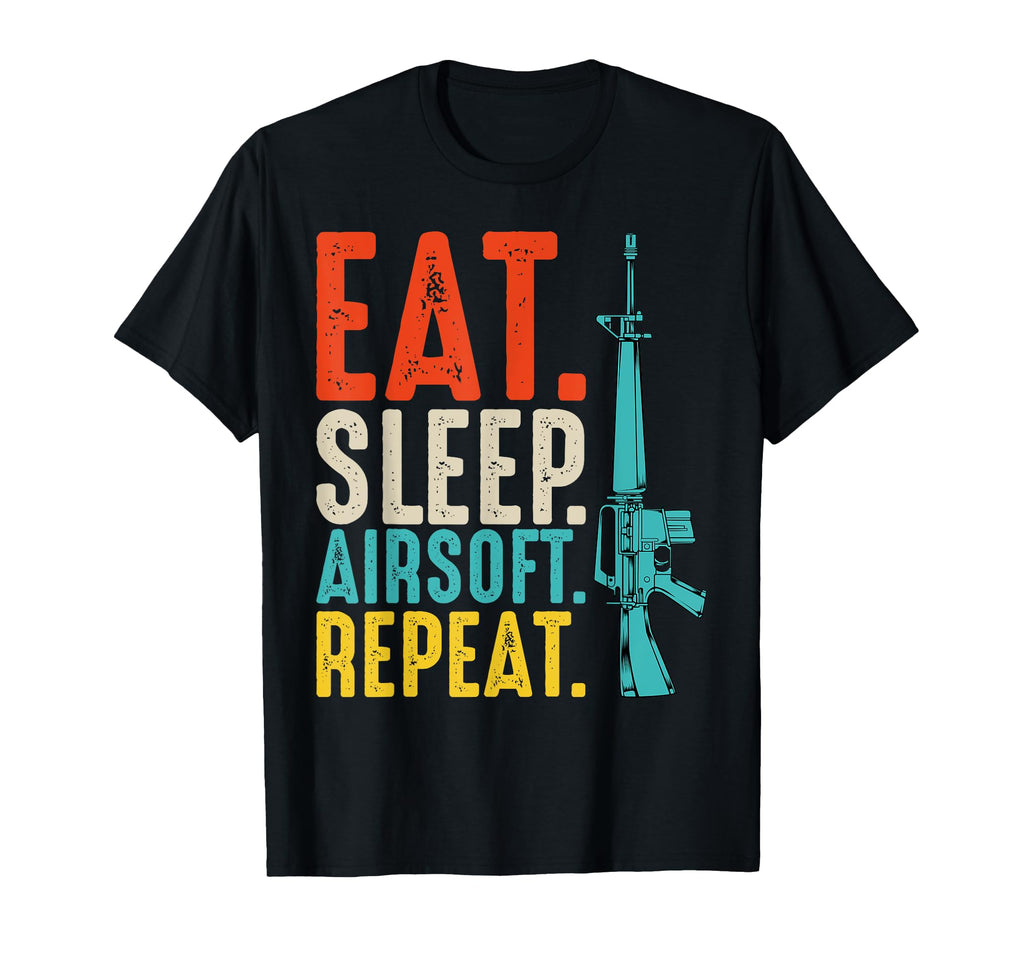 Eat Sleep Airsoft Repeat Team Sport Pitch T-Shirt - Novelty Apparel Unisex