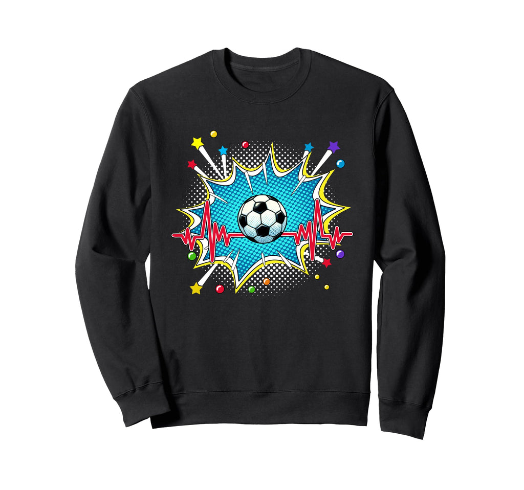 Soccer Pop Art Comic Heartbeat Sweatshirt - Aesthetic Graphic for Adults