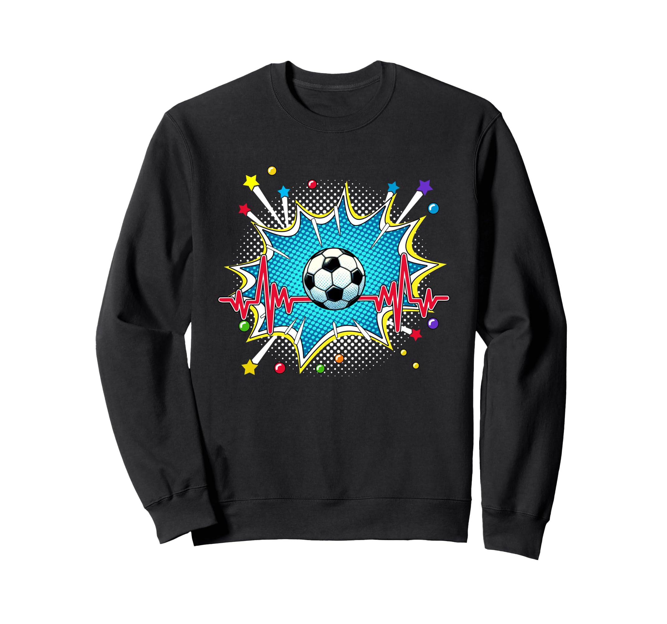 Soccer Pop Art Comic Heartbeat Sweatshirt - Aesthetic Graphic for Adults