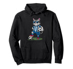 Funny Soccer Cat Cartoon Sports Fan Hoodie - Minimalist Print for Adults
