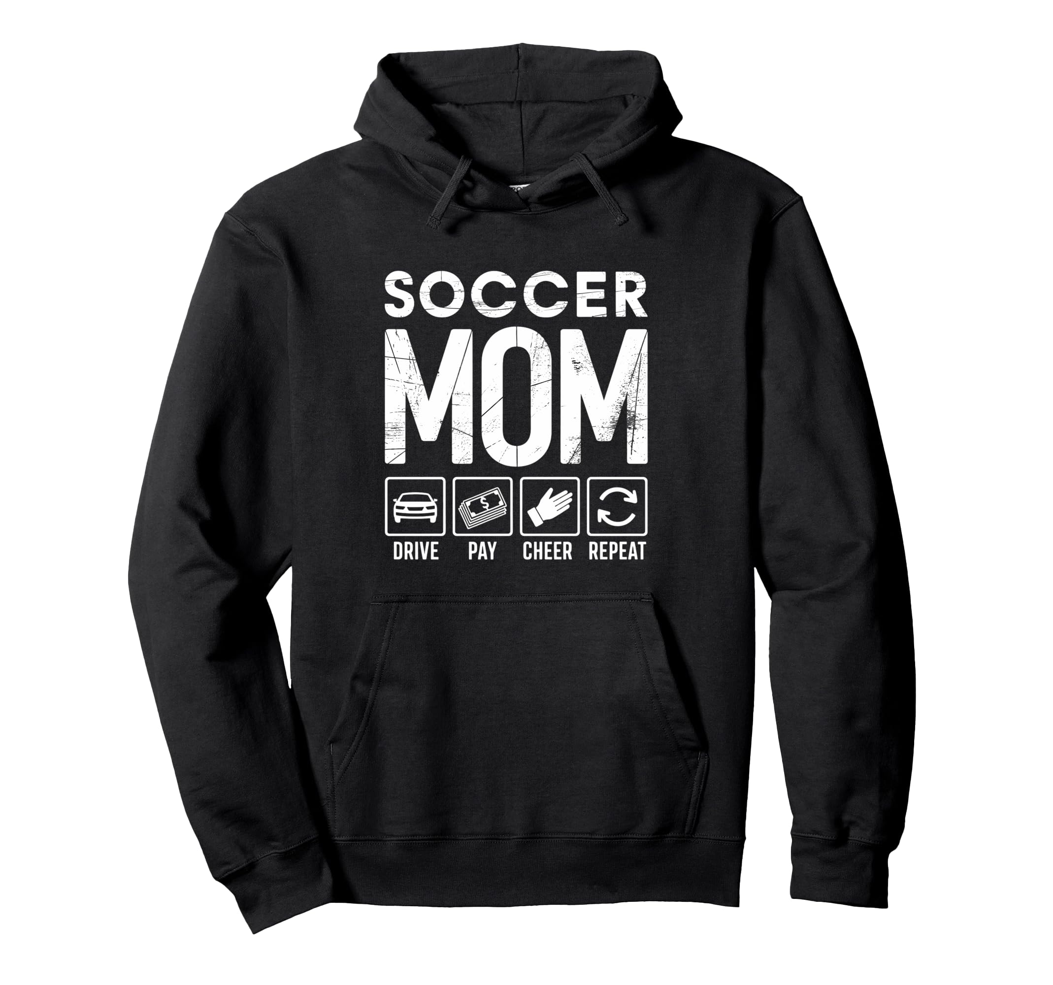 Soccer Mom Drive Pay Cheer Repeat Mothers Hoodie - Unique Graphic Men Women