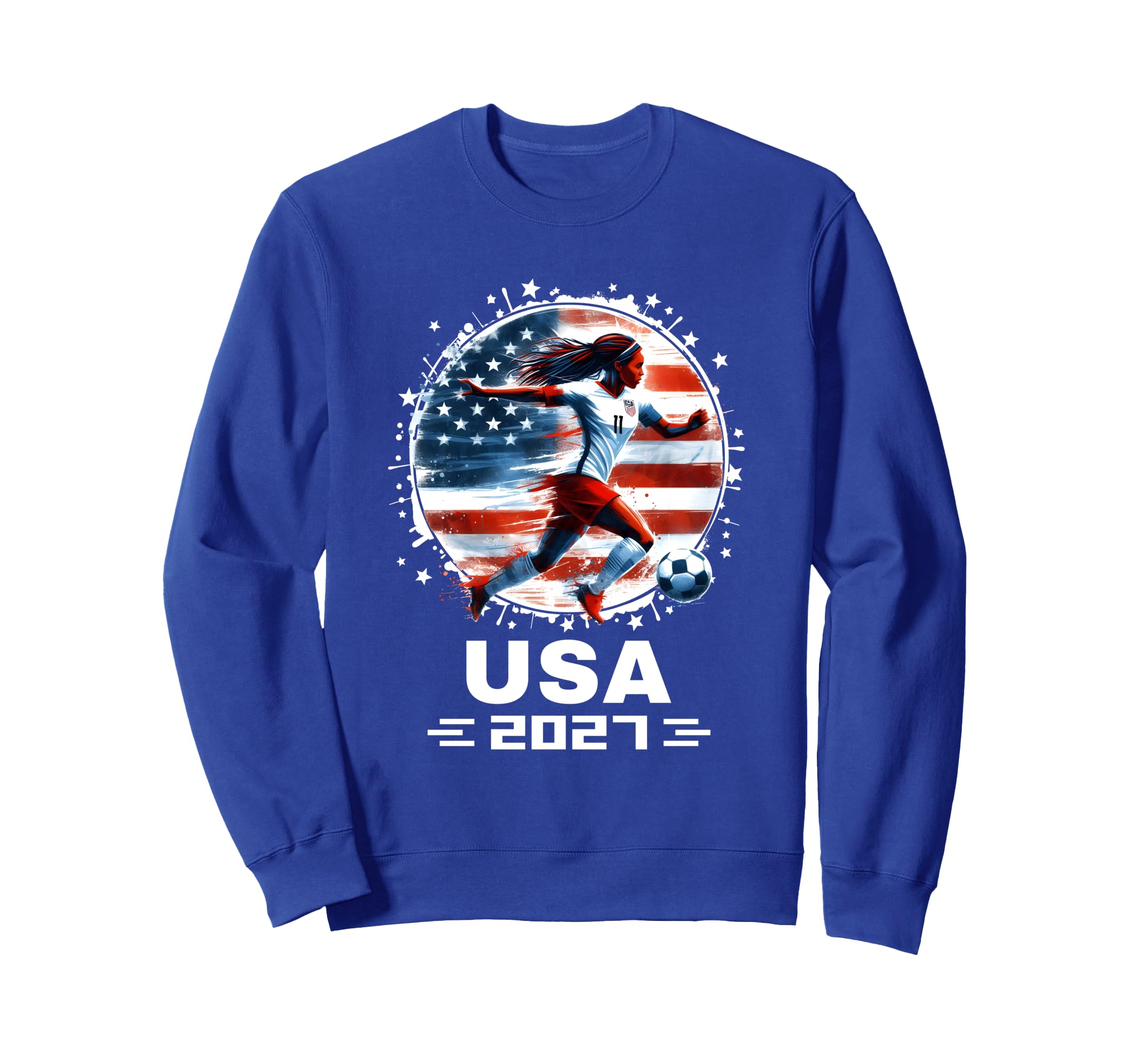 American Flag Soccer Team Womens Sweatshirt - Casual Everyday Wear Unisex