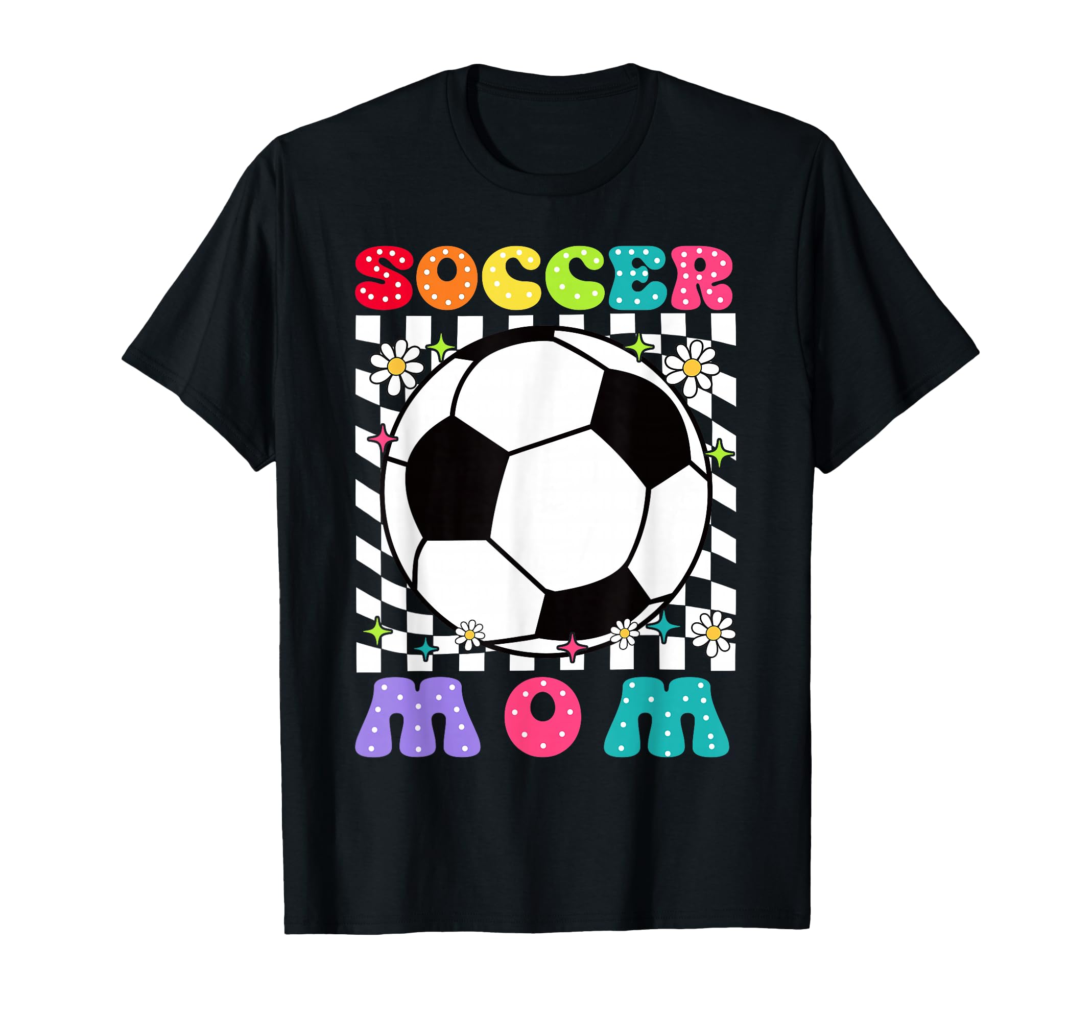 Soccer Mom Colorful Soccer Ball Mama T-Shirt - Casual Everyday Wear Unisex