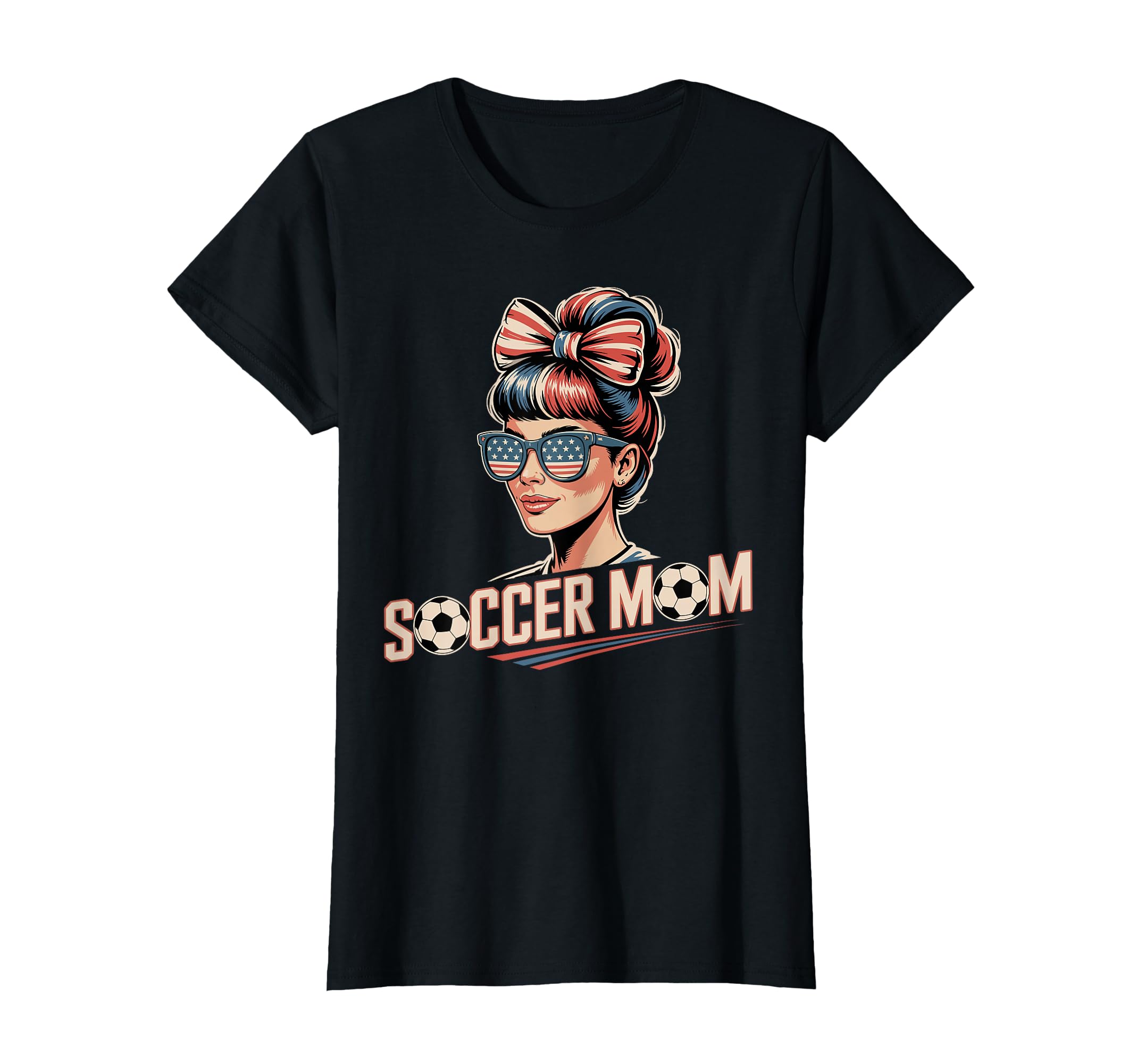 Patriotic Soccer Mom American Flag T-Shirt - Minimalist Print for Adults