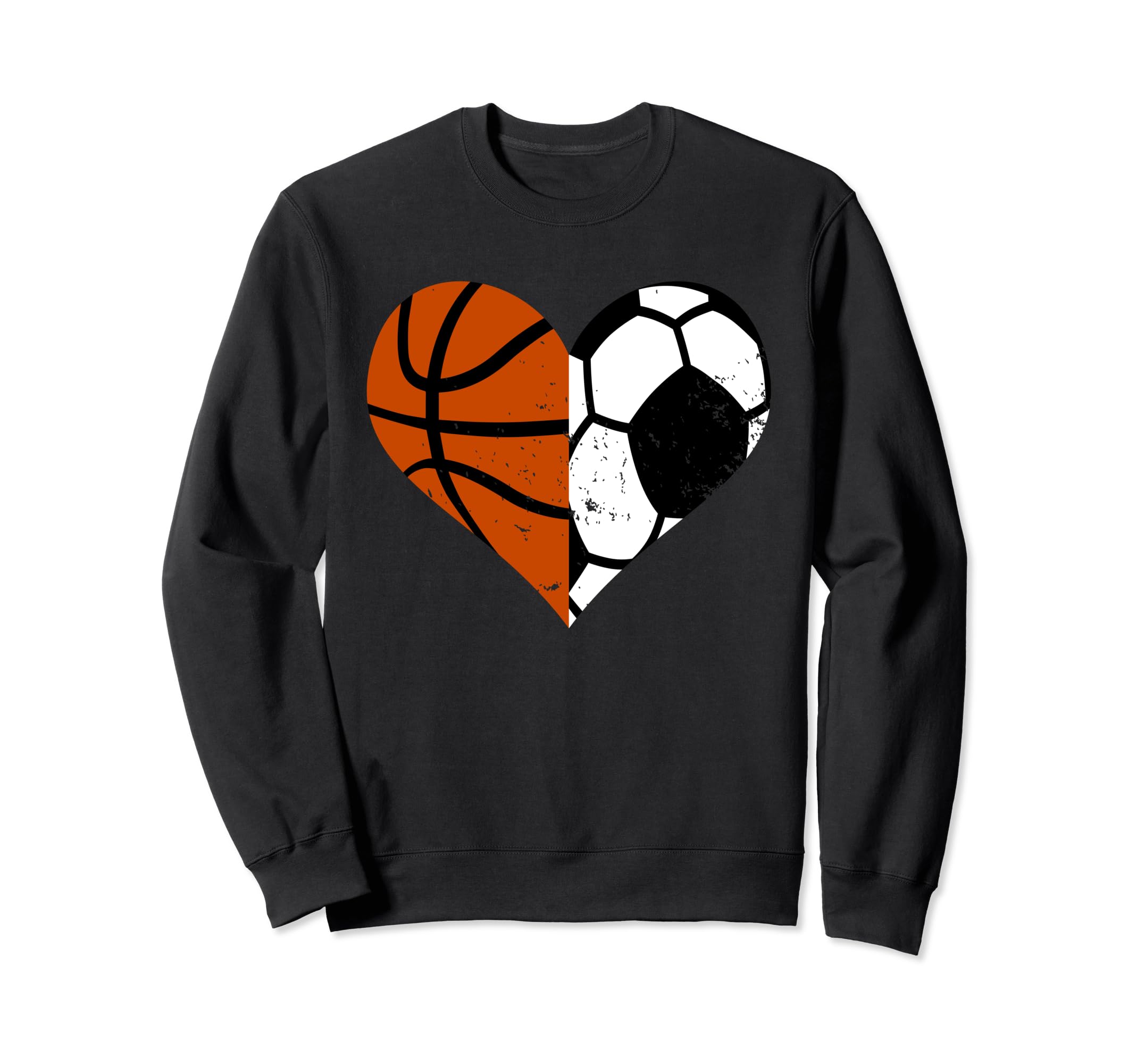 Soccer Basketball Heart Funny Sweatshirt - Fun Novelty Design Men Women