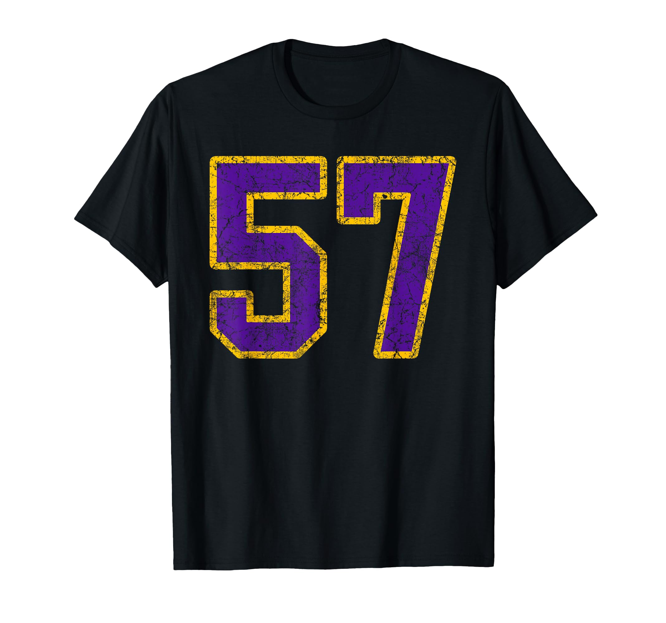 Purple Gold Number 57 Jersey Player T-Shirt - Unique Graphic Unisex