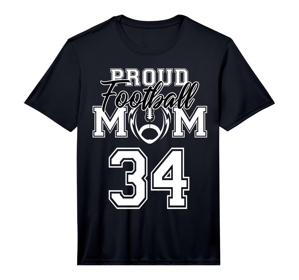 Custom Proud Football Mother Number 34 T-Shirt - Trendy Graphic Men Women
