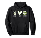 Soccer Peace Love Football Sports Hoodie - Casual Everyday Wear Unisex