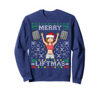 Merry Liftmas Ugly Miss Santa Gym Sweatshirt - Graphic Print Men Women