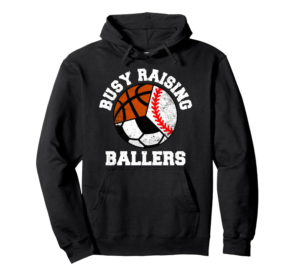 Busy Raising Ballers Funny Baseball Hoodie - Aesthetic Graphic for Adults