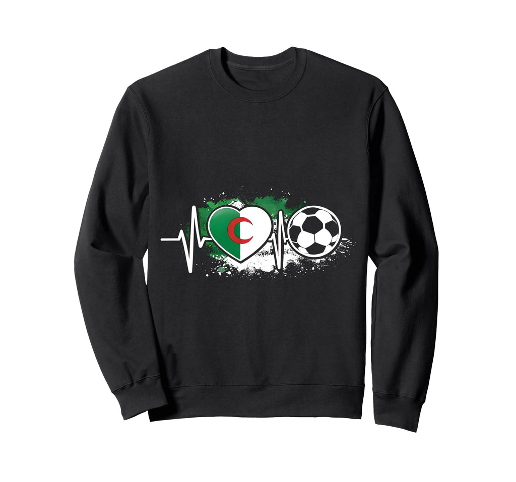 Algerian Soccer Heartbeat Flag Sweatshirt - Minimalist Print Men Women