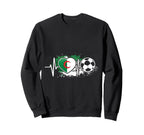 Algerian Soccer Heartbeat Flag Sweatshirt - Minimalist Print Men Women