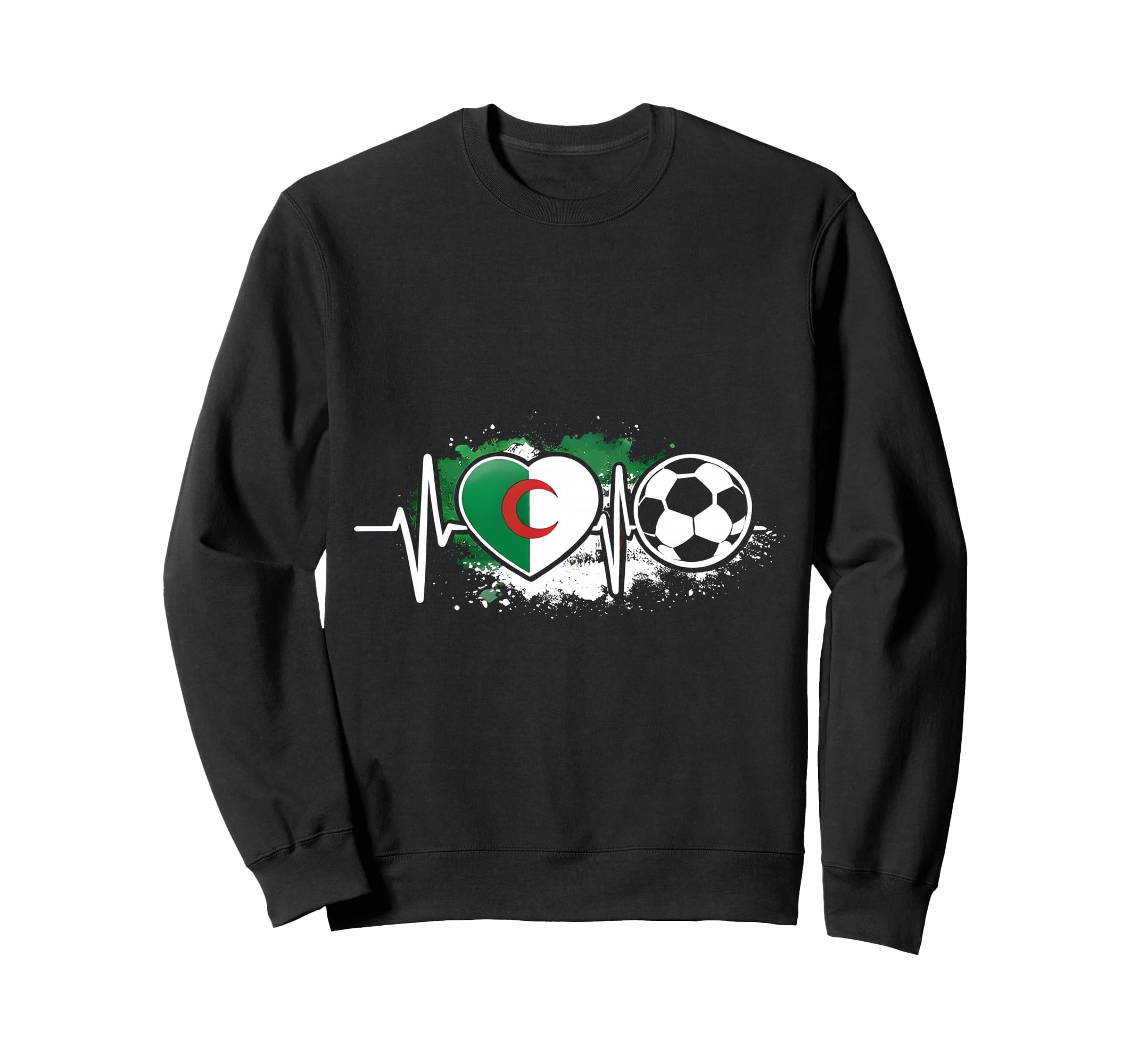 Algerian Soccer Heartbeat Flag Sweatshirt - Minimalist Print Men Women