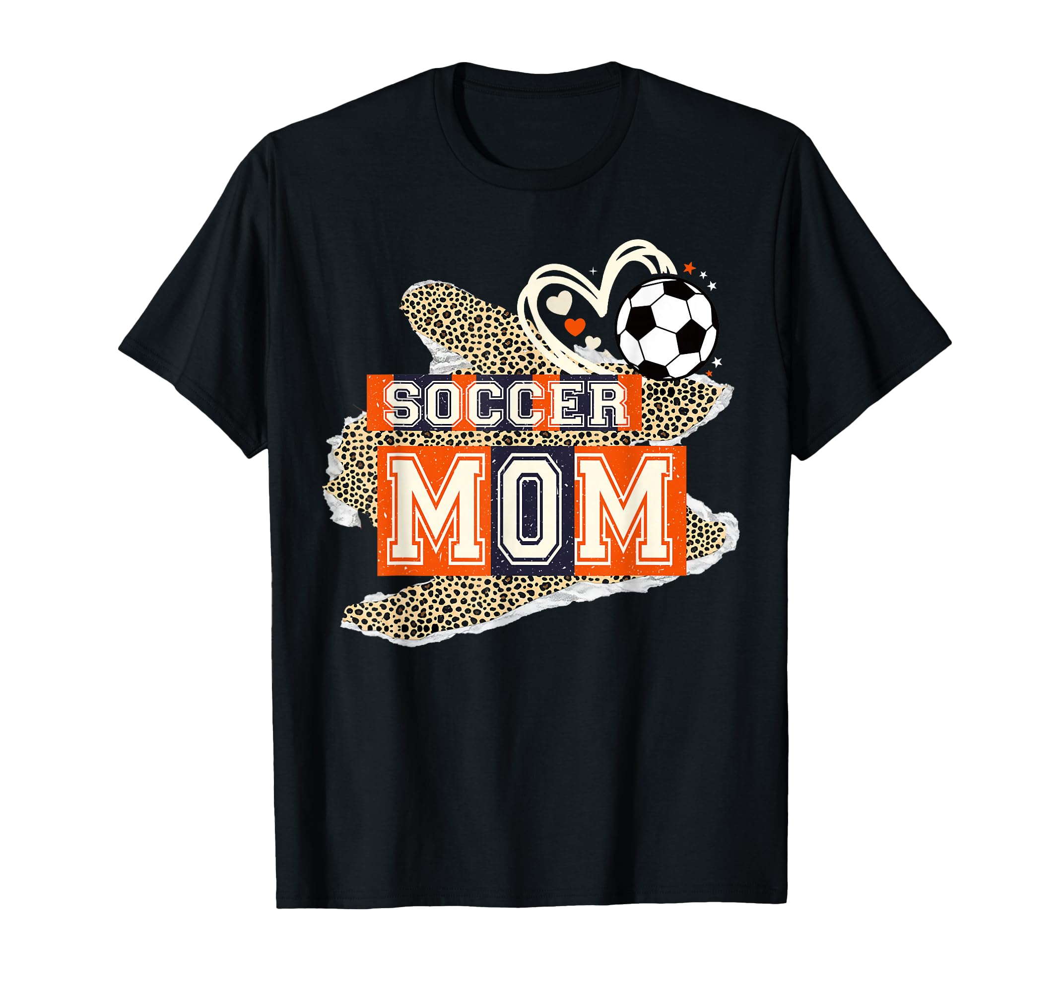 Soccer Mom Leopard Heart Mama Mommy T-Shirt - Unique Graphic for Adults