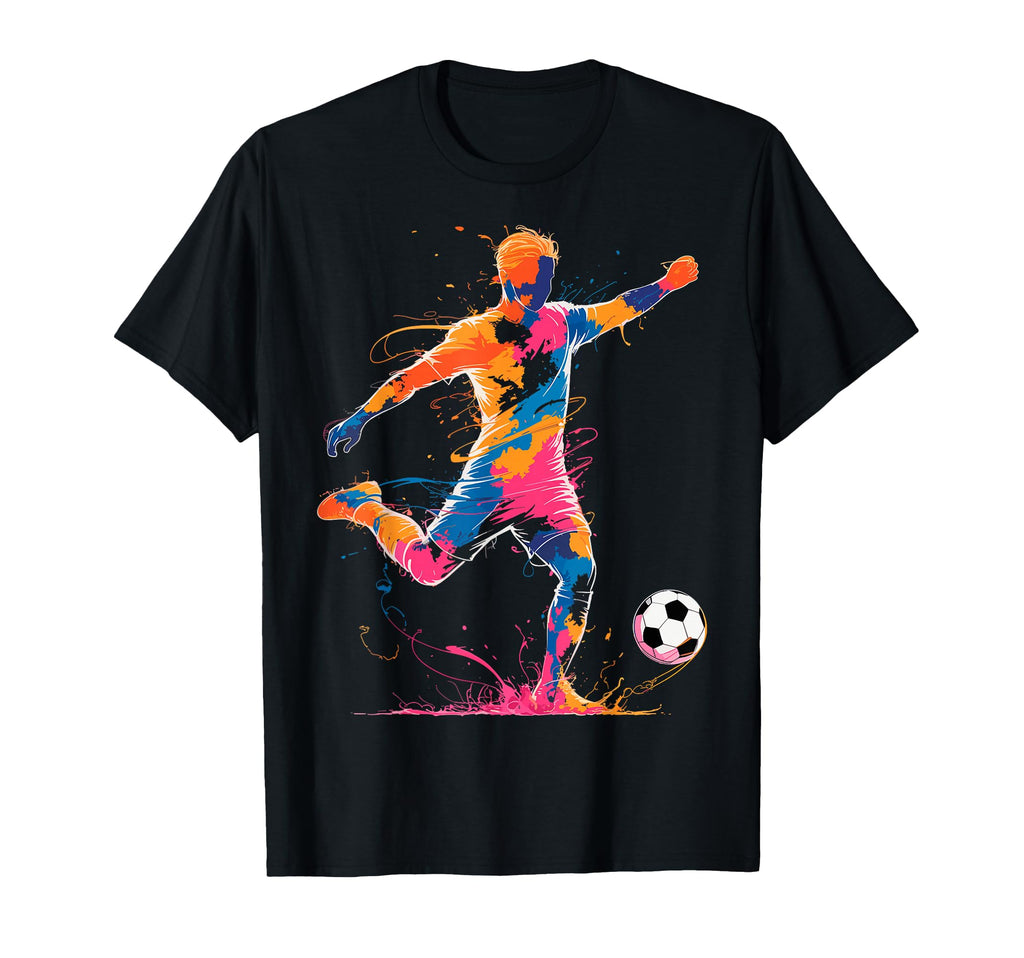 Colorful Funny Soccer Player Fan T-Shirt - Fun Novelty Design Men Women