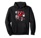 Valentine Heart Sunglasses Playing Soccer Hoodie - Graphic Print Men Women