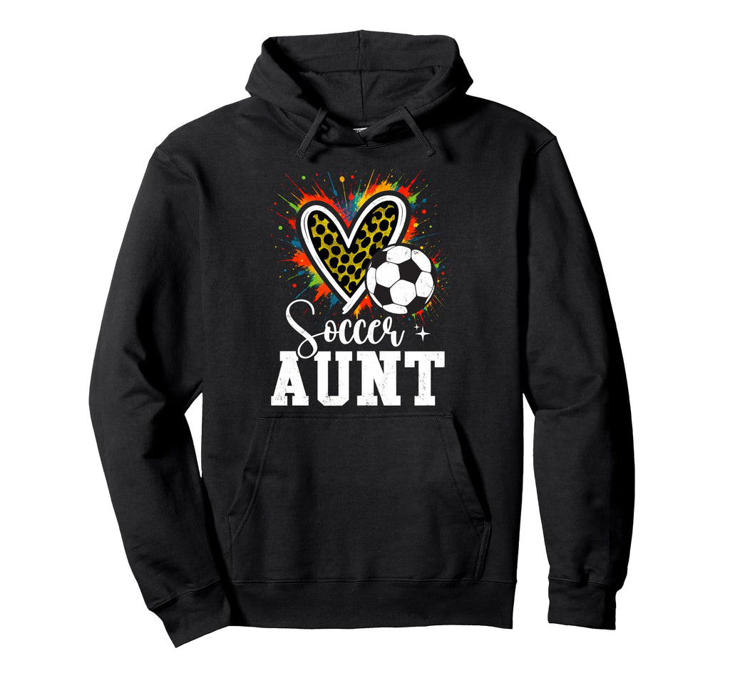Soccer Aunt Leopard Heart Colorful Hoodie - Novelty Apparel Unisex