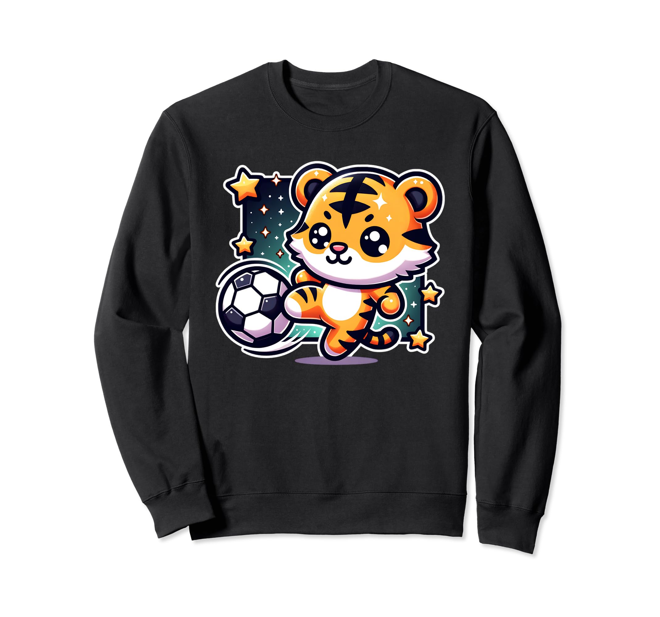 Soccer Player Tiger Cub Kicking Sweatshirt - Novelty Apparel for Adults