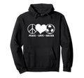 Soccer Player Coach Sports Peace Love Hoodie - Unique Graphic for Adults
