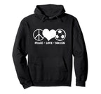 Soccer Player Coach Sports Peace Love Hoodie - Unique Graphic for Adults