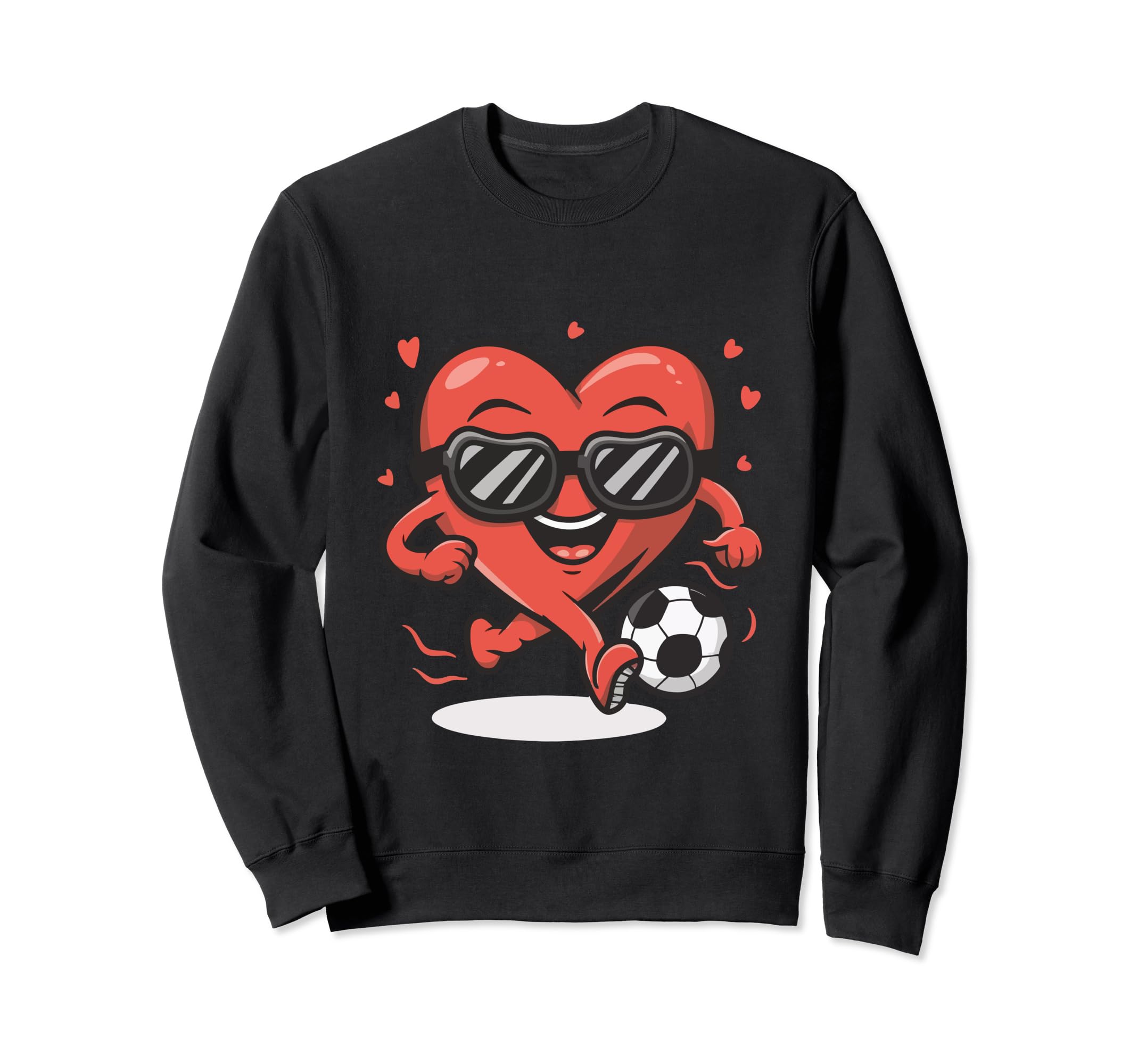 Funny Heart Running Soccer Ball Sweatshirt - Unique Graphic for Adults