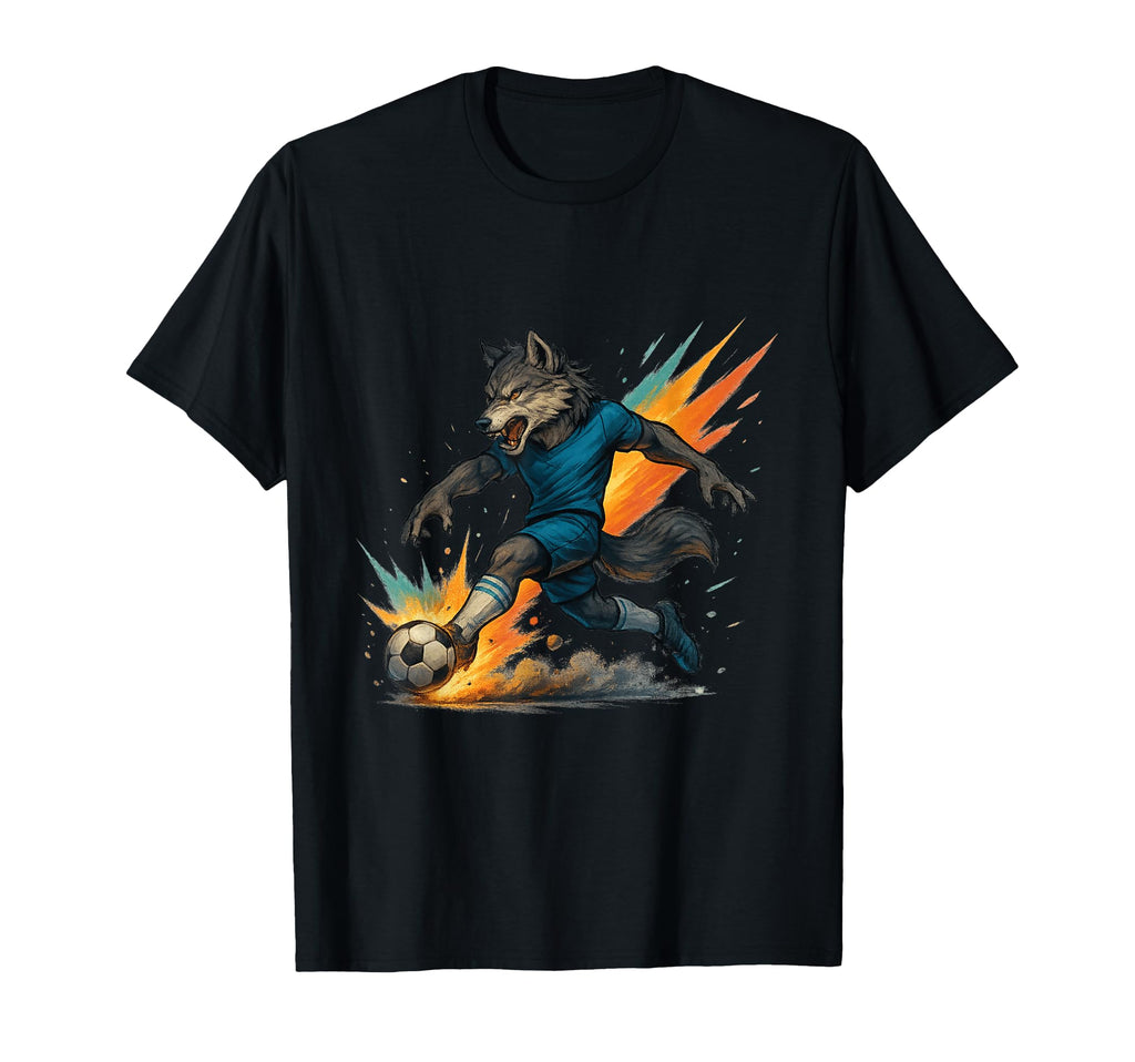 Fierce Soccer Wolf Power Kick T-Shirt - Casual Everyday Wear for Adults