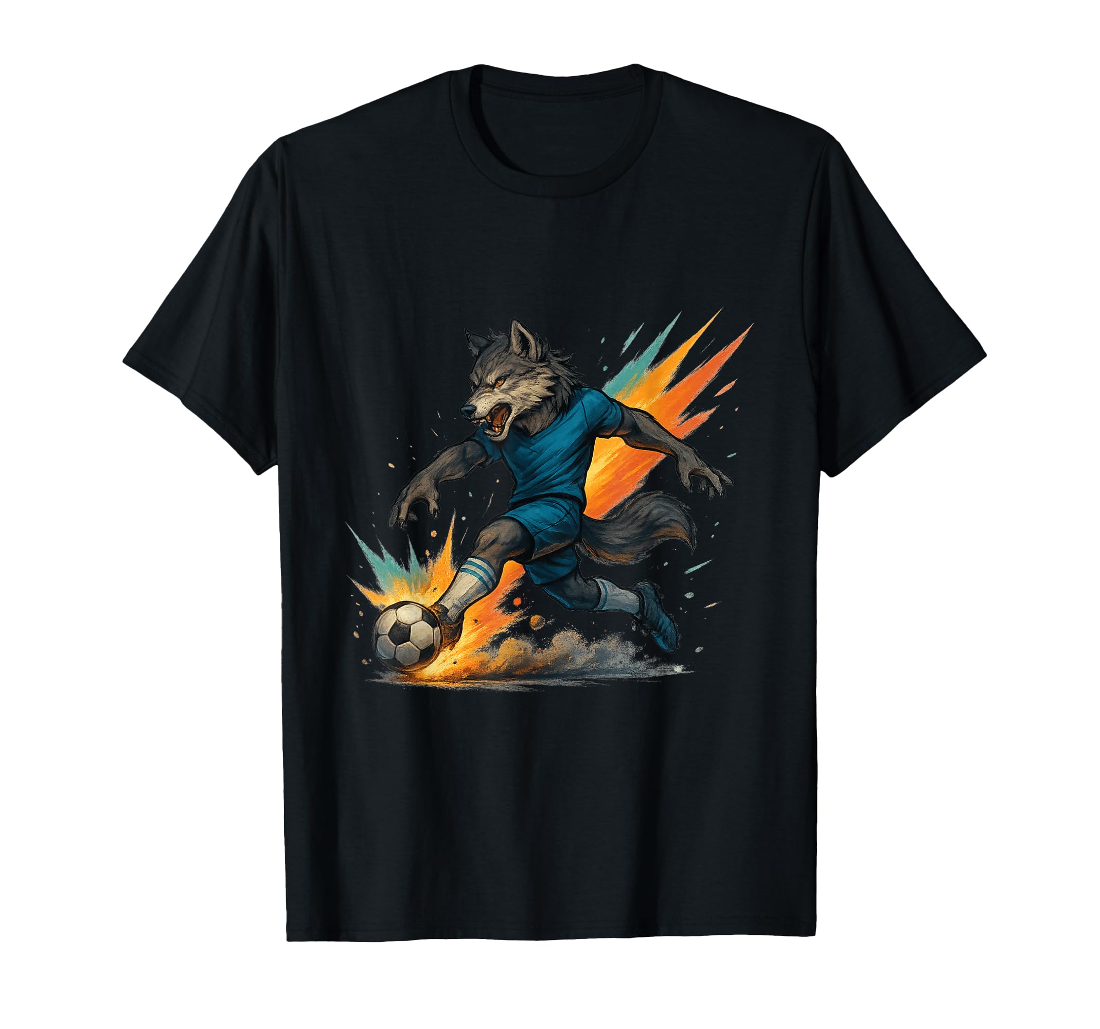 Fierce Soccer Wolf Power Kick T-Shirt - Casual Everyday Wear for Adults