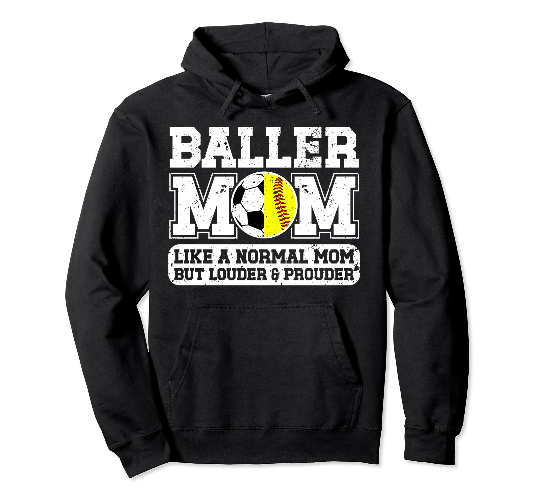Baller Mom Louder Prouder Softball Hoodie - Trendy Graphic for Adults