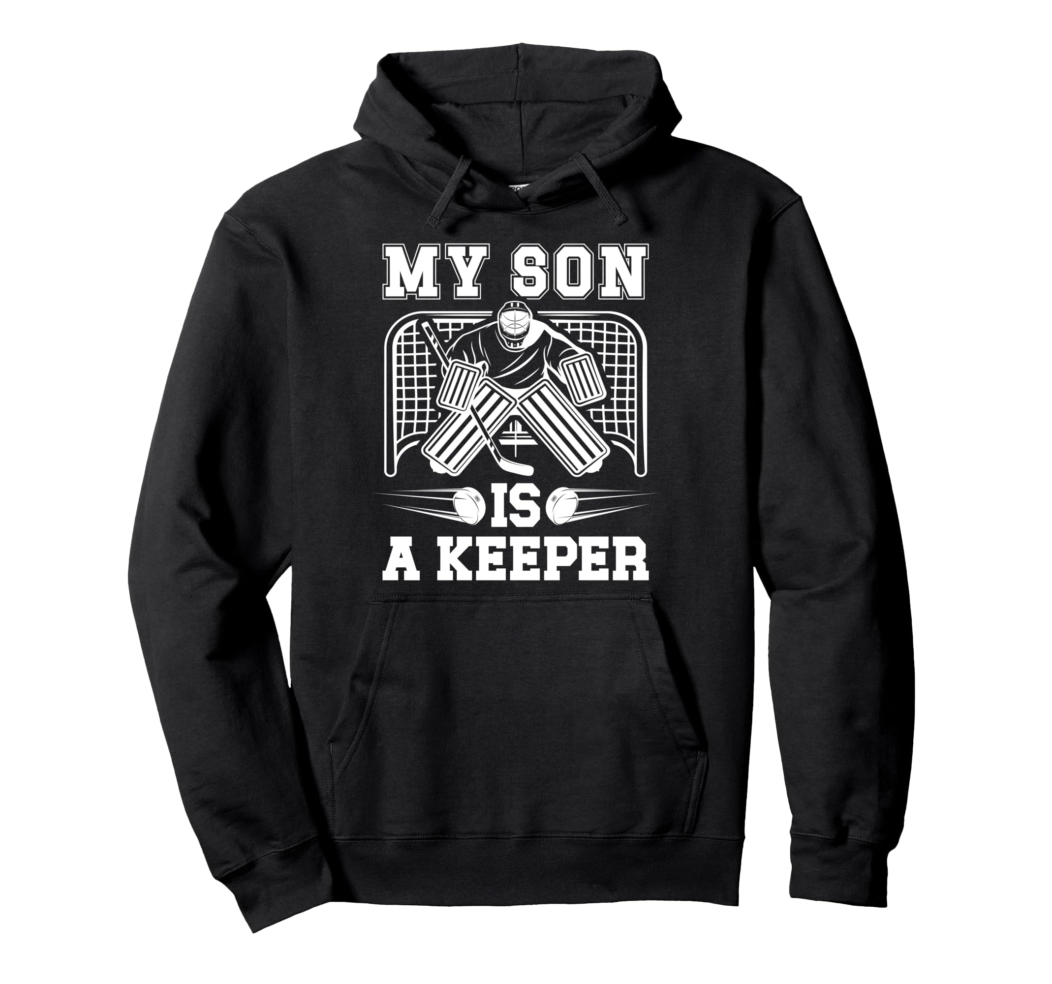 My Son Is Hockey Keeper Mom Hockey Goalie Hoodie - Unique Graphic Unisex