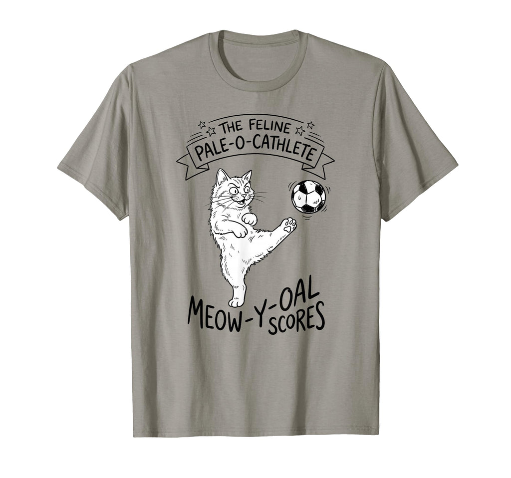 Funny Cat Soccer Ball T-Shirt - Minimalist Print for Adults
