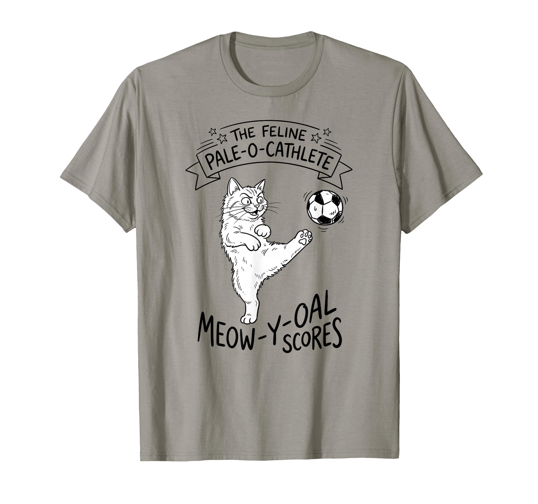 Funny Cat Soccer Ball T-Shirt - Minimalist Print for Adults