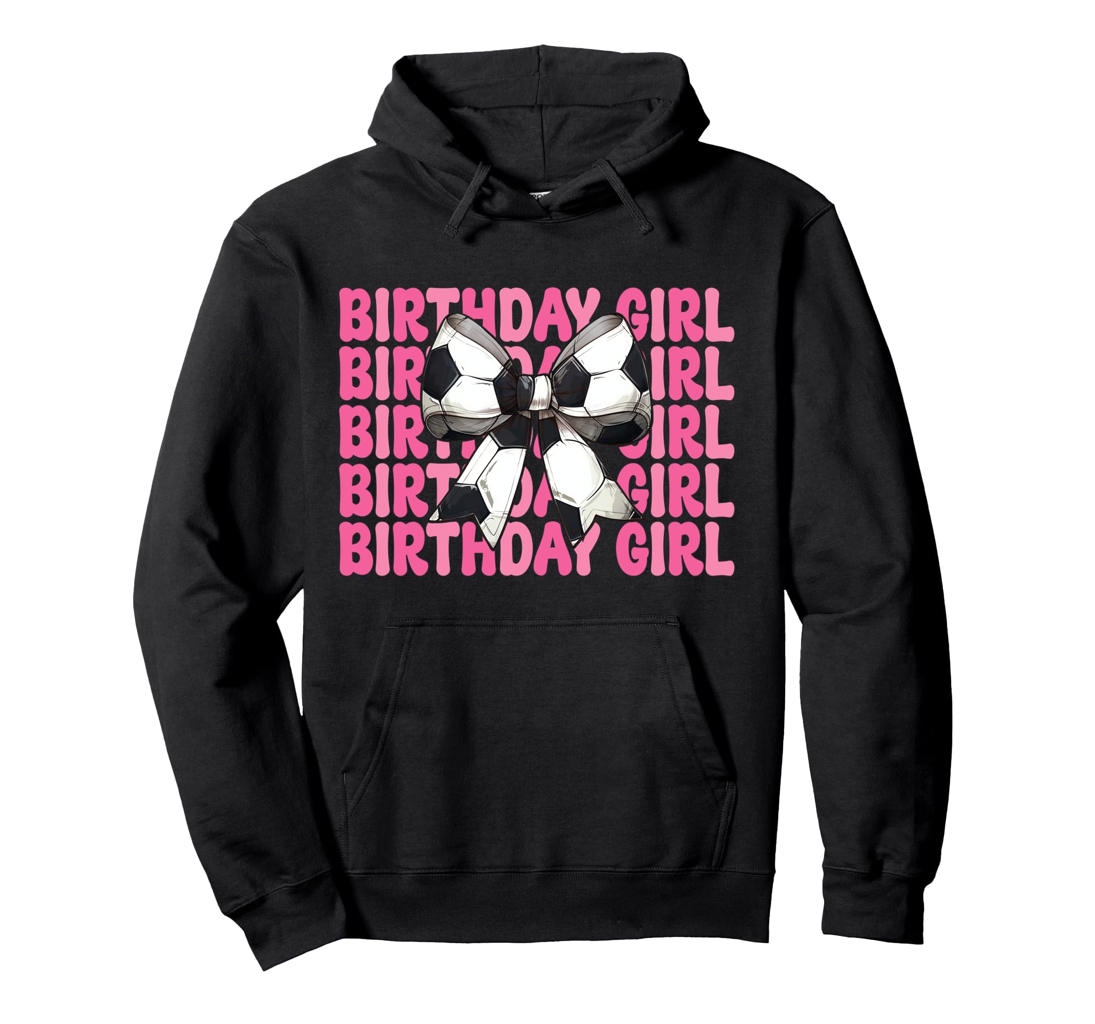 Birthday Soccer Coquette Bow Hoodie - Minimalist Print Men Women