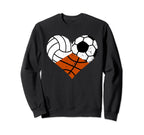 Volleyball Soccer Basketball Heart Sweatshirt - Graphic Print for Adults