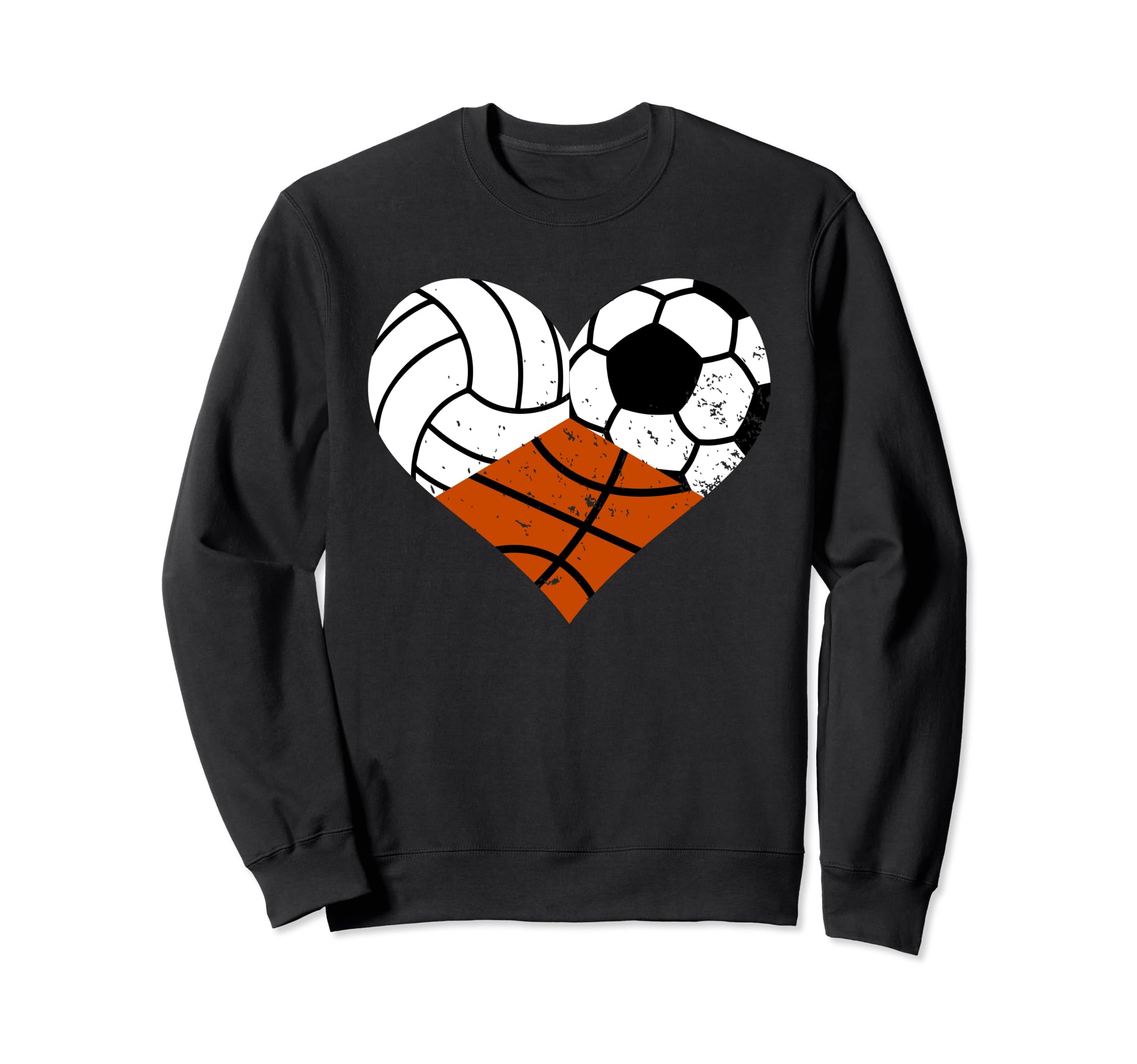 Volleyball Soccer Basketball Heart Sweatshirt - Graphic Print for Adults