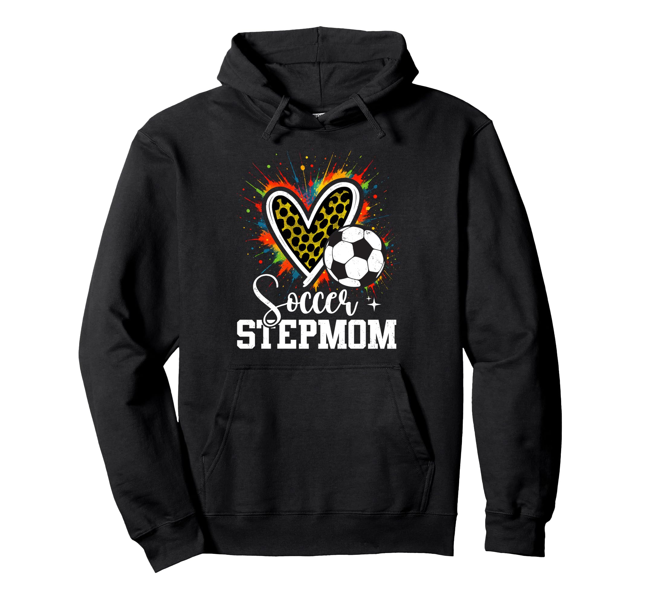 Soccer Stepmom Leopard Heart Colorful Hoodie - Fun Novelty Design Men Women