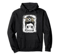 Leopard Messy Bun Mom Mothers Day Soccer Hoodie - Graphic Print Unisex