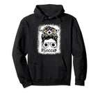 Leopard Messy Bun Mom Mothers Day Soccer Hoodie - Graphic Print Unisex