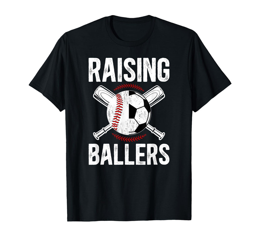 Raising Ballers Soccer Baseball Dad T-Shirt - Custom Art Print for Adults