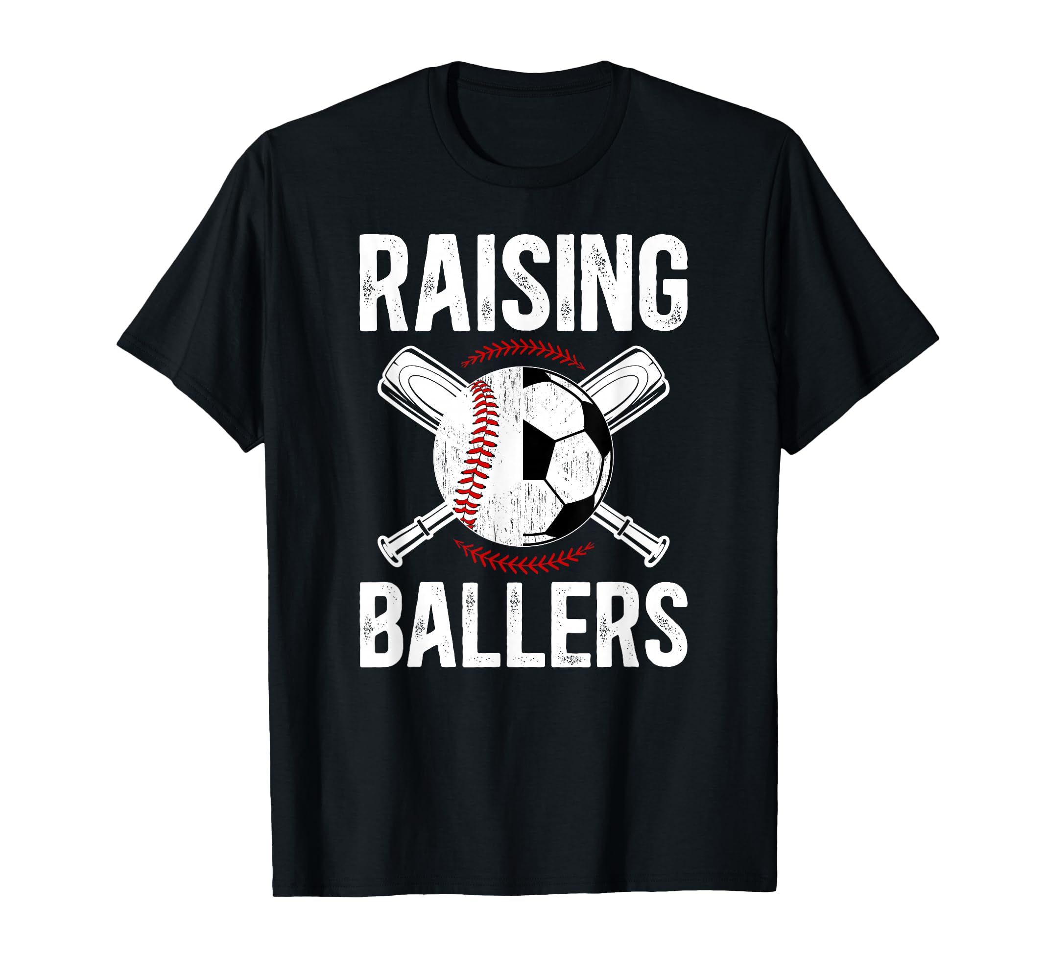 Raising Ballers Soccer Baseball Dad T-Shirt - Custom Art Print for Adults