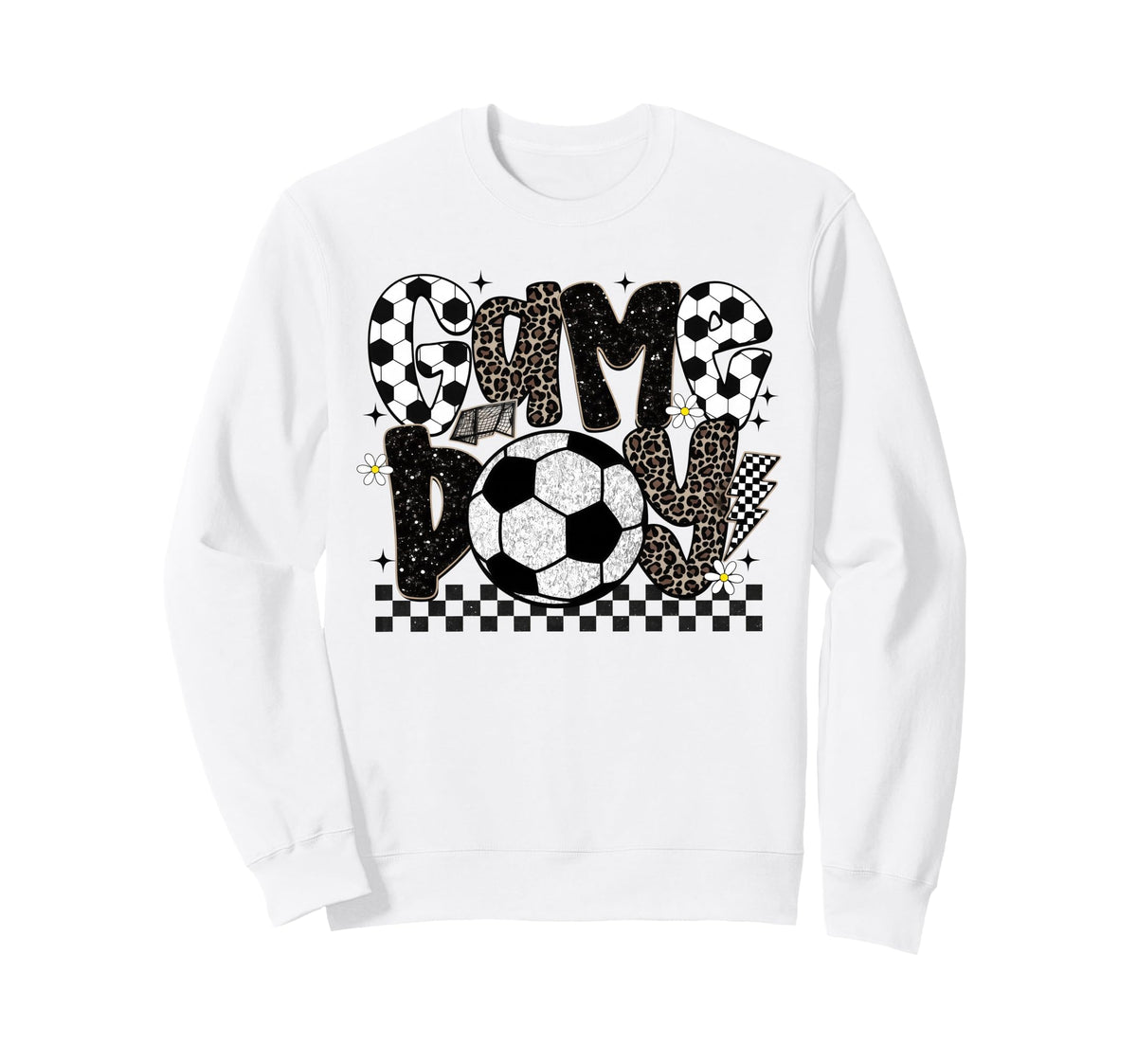 Checkered Soccer Game Day Sweatshirt - Casual Everyday Wear for Adults