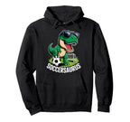Soccersaurus Dinosaur T Rex Soccer Goalie Hoodie - Novelty Apparel Unisex