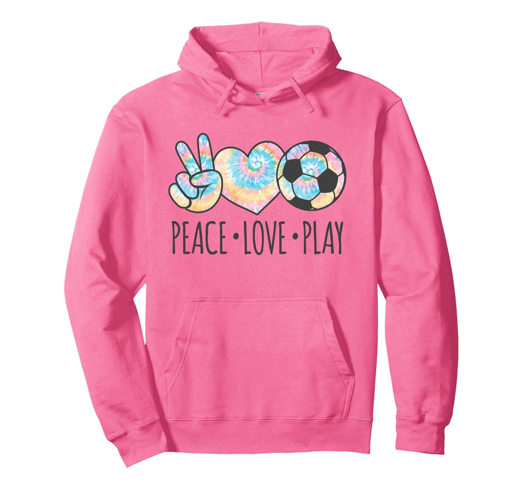 Tie Dye Soccer Teen Peace Love Play Hoodie - Novelty Apparel Unisex