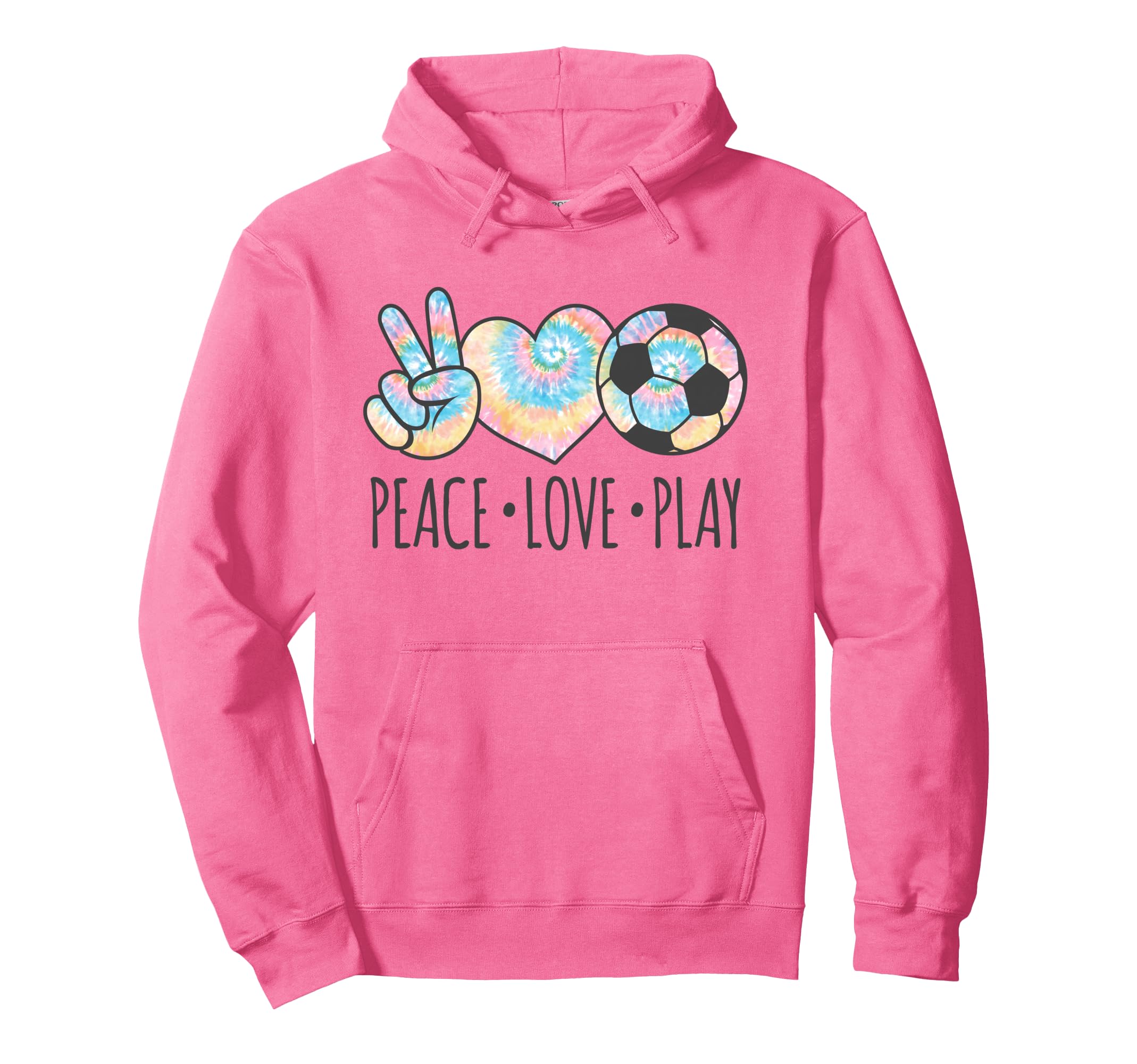 Tie Dye Soccer Teen Peace Love Play Hoodie - Novelty Apparel Unisex