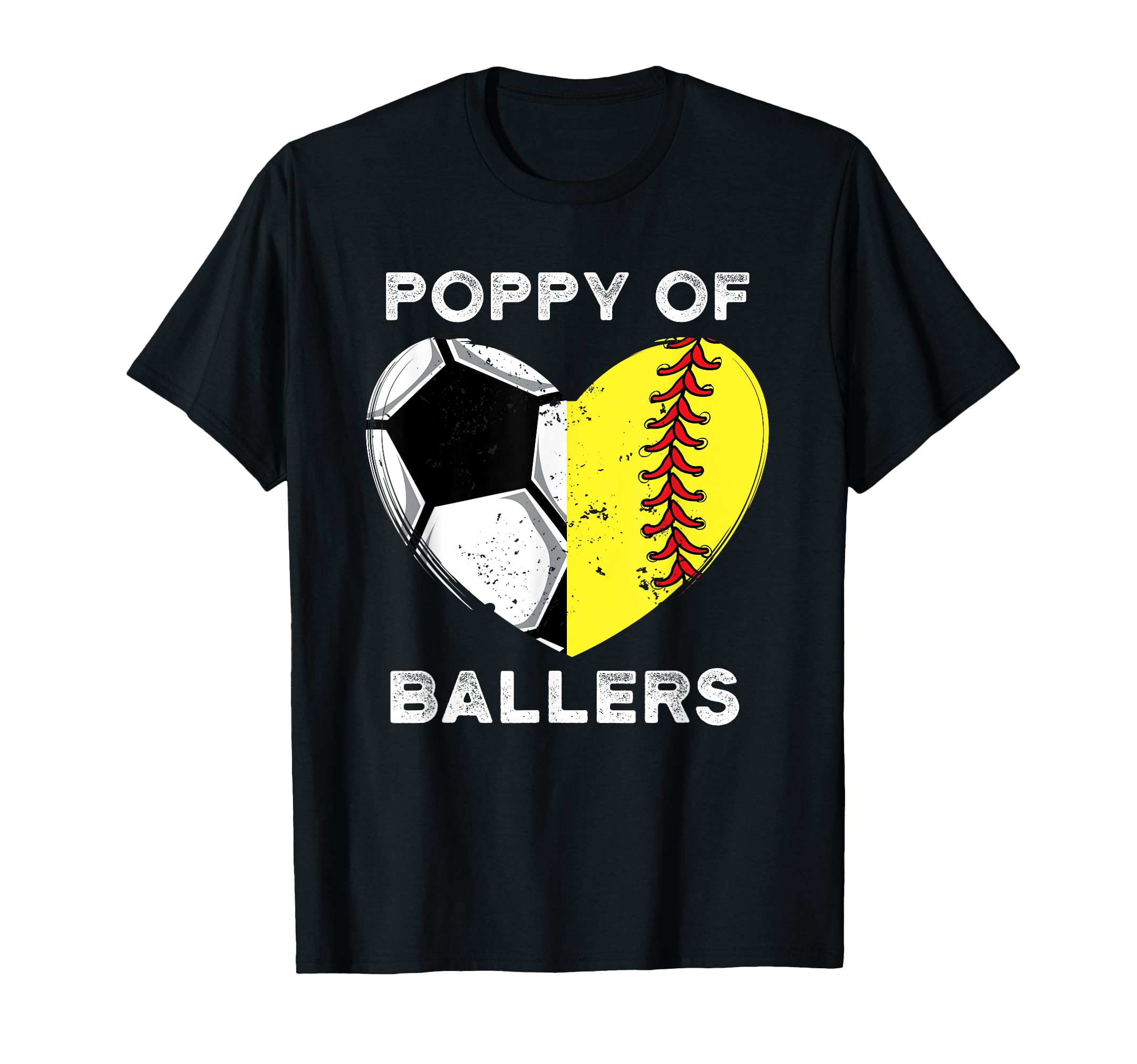 Poppy Ballers Soccer Heart Love Softball T-Shirt - Trendy Graphic Unisex