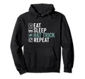 Eat Sleep Hat Trick Repeat Ice Hoodie - Casual Everyday Wear Men Women