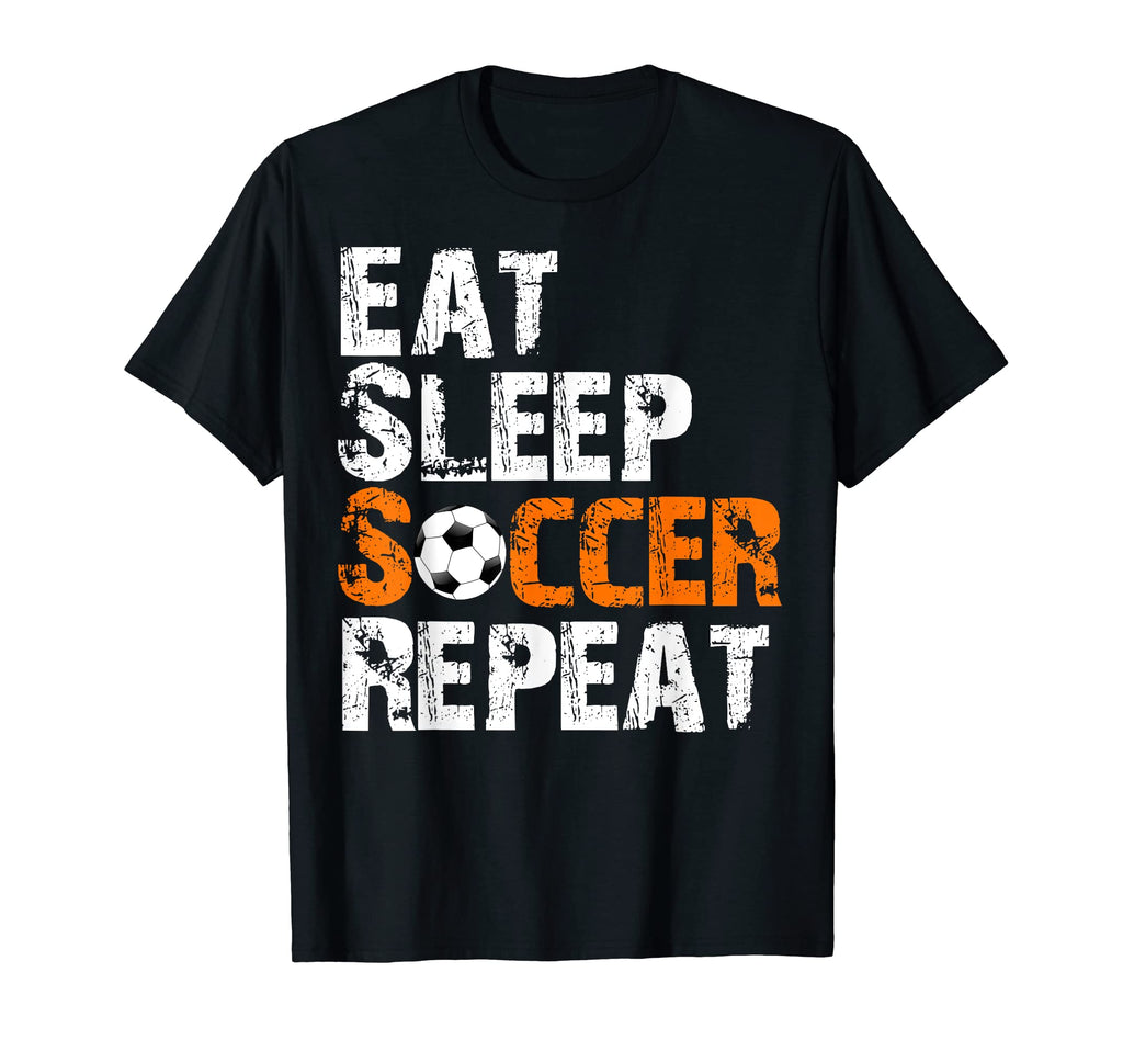 Eat Sleep Soccer Repeat Soccer Player T-Shirt - Novelty Apparel for Adults